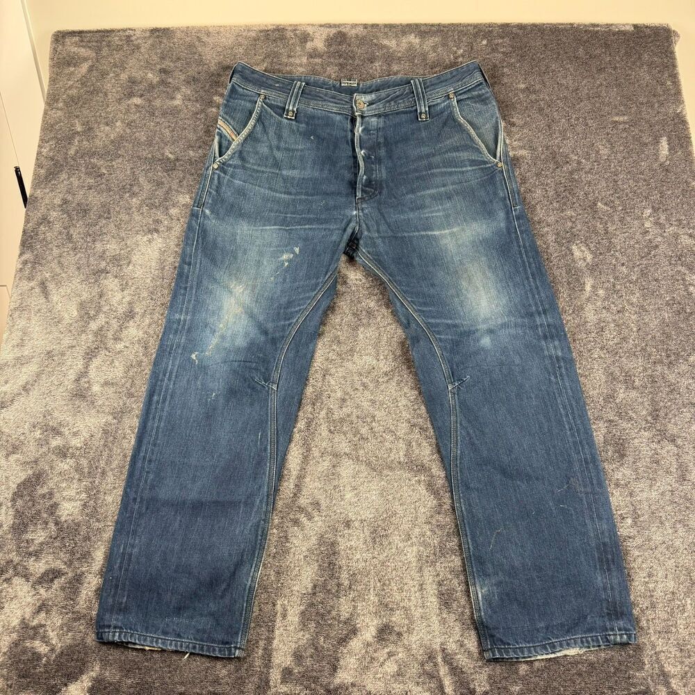 Diesel Gualbon Men's Denim Baggy Distressed Jeans Cinch Waist 33X30(37X28) 0081L